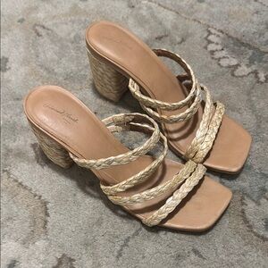 Braided Strap Tan Heeled Sandals